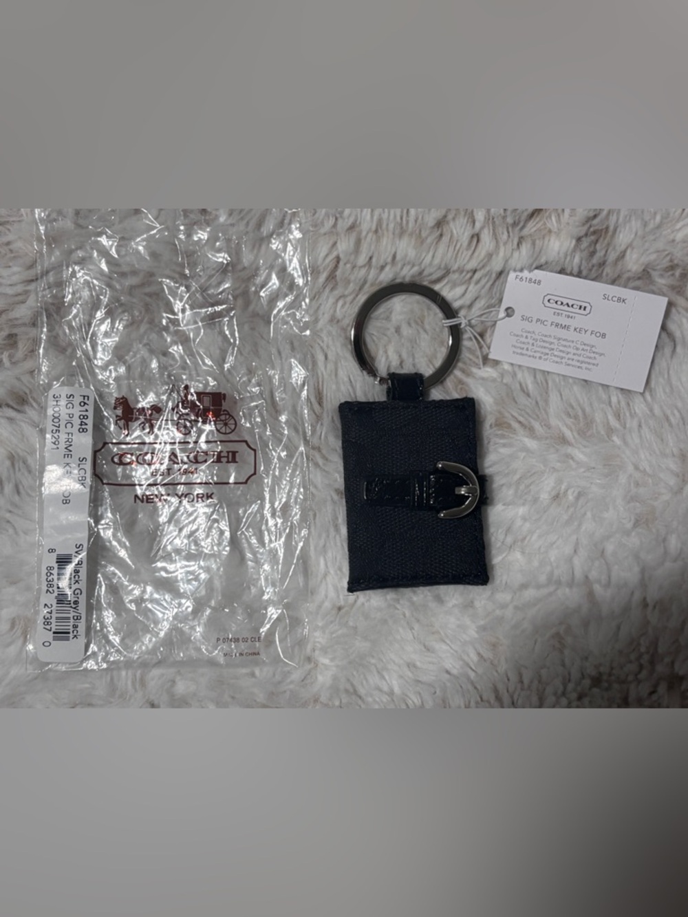 NWT Vintage Y2K COACH Signature Black Bag Charm with Photo Slot - Picture 4 of 5